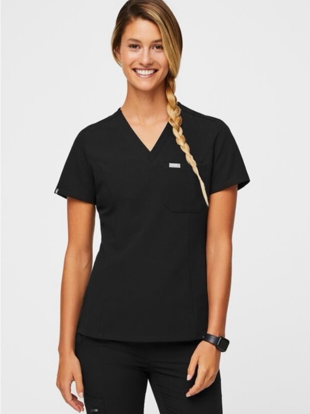 Figs Women's Catarina top and technical scrub pant in black